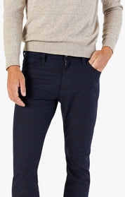 Cool Tapered Leg Pants In Navy Fancy Checked