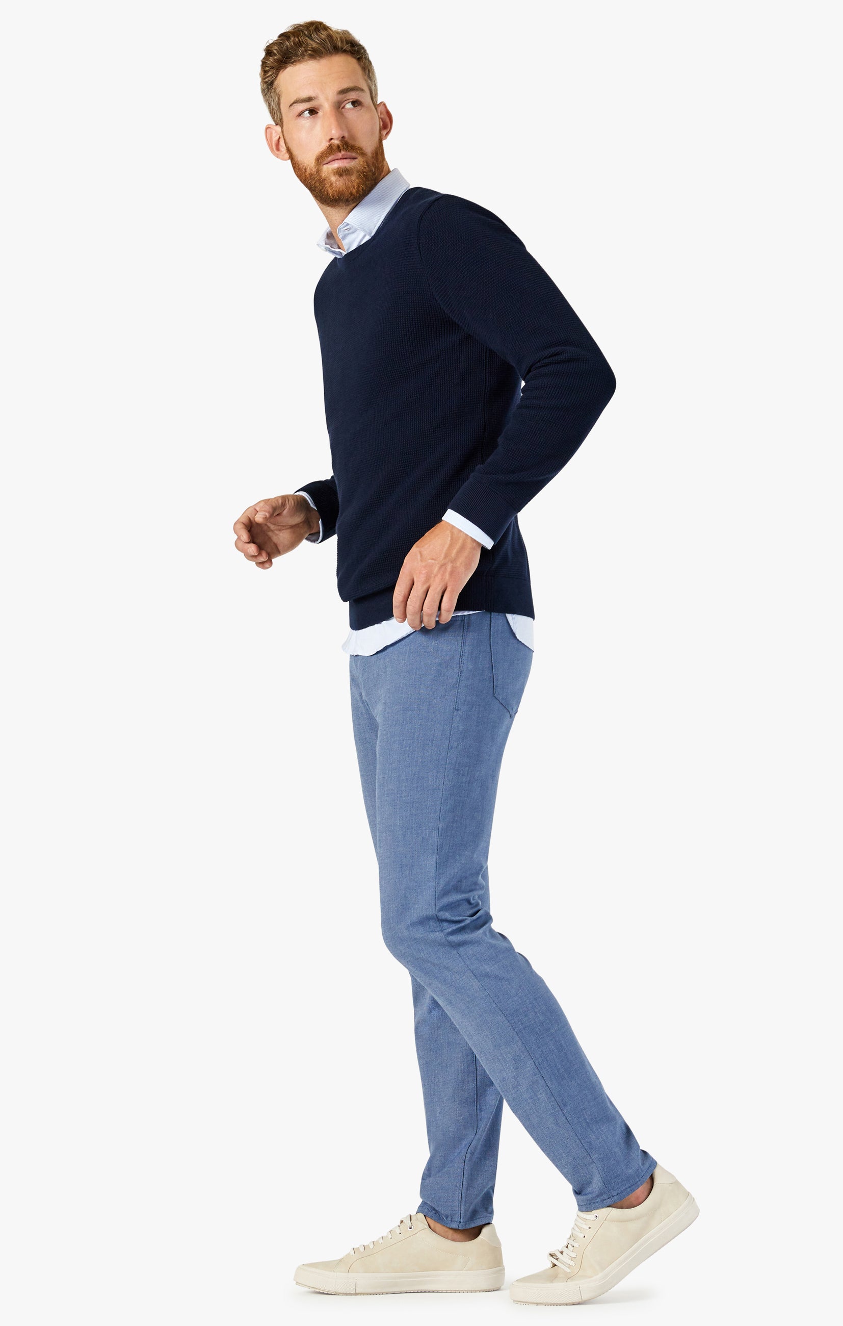 Cool Tapered Leg Pants In Navy Melange