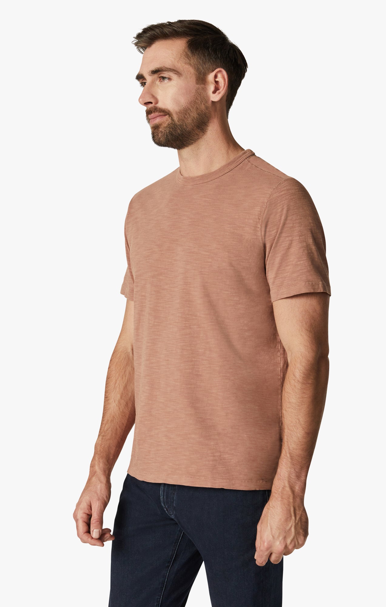 Slub Crew Neck T-Shirt in Argan Oil Image 2