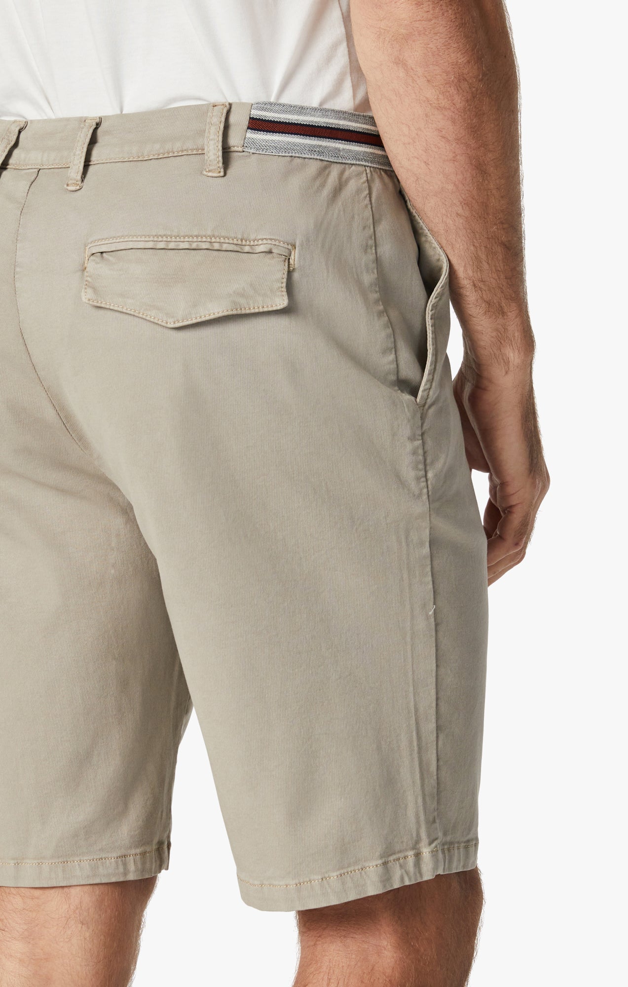 Ravenna Elastic Waist Chino Shorts In Aluminum Soft Touch