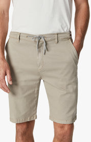 Ravenna Elastic Waist Chino Shorts In Aluminum Soft Touch