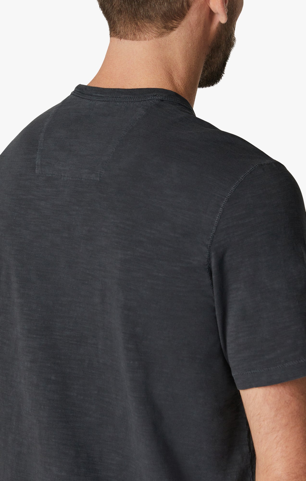 Slub Crew Neck T-Shirt in Dark Navy Image 5