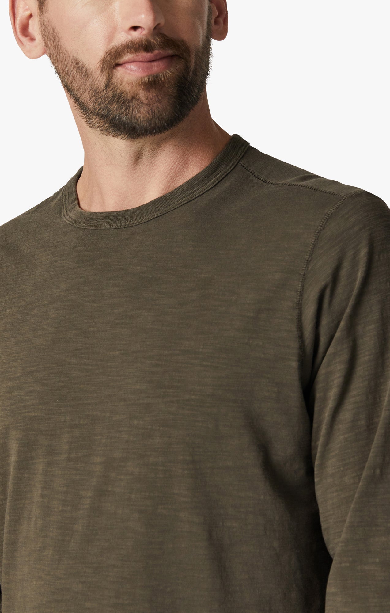 Slub Crew Neck Long Sleeve T-Shirt in Wren