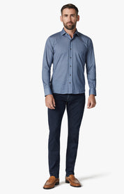 Leaf Design Shirt in Indigo Melange
