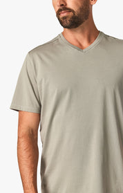 Deconstructed V-Neck T-Shirt in White Dove