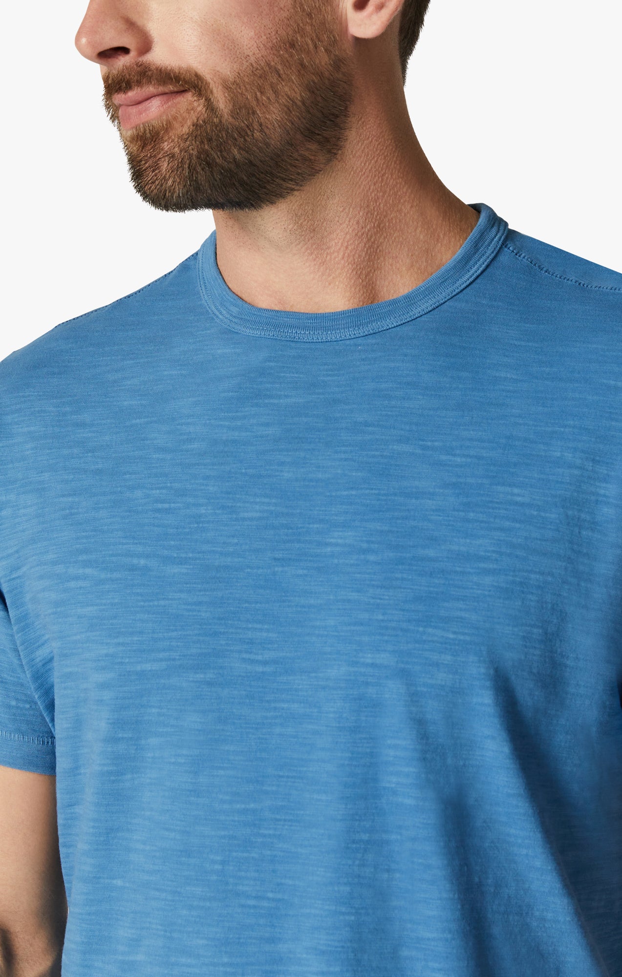 Slub Crew Neck T-Shirt in Vallarta Blue Image 6