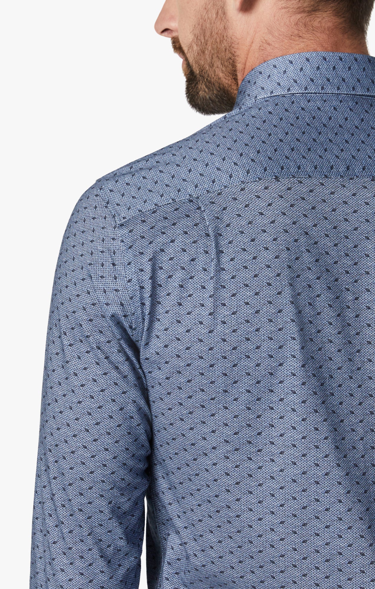 Leaf Design Shirt in Indigo Melange