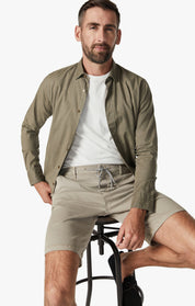 Ravenna Elastic Waist Chino Shorts In Aluminum Soft Touch