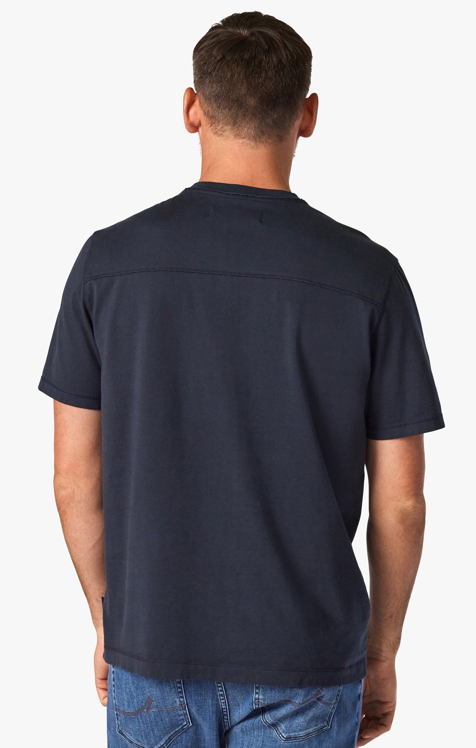 Deconstructed V-Neck T-Shirt in Dark Navy