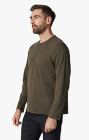 Slub Crew Neck Long Sleeve T-Shirt in Wren