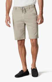 Ravenna Elastic Waist Chino Shorts In Aluminum Soft Touch