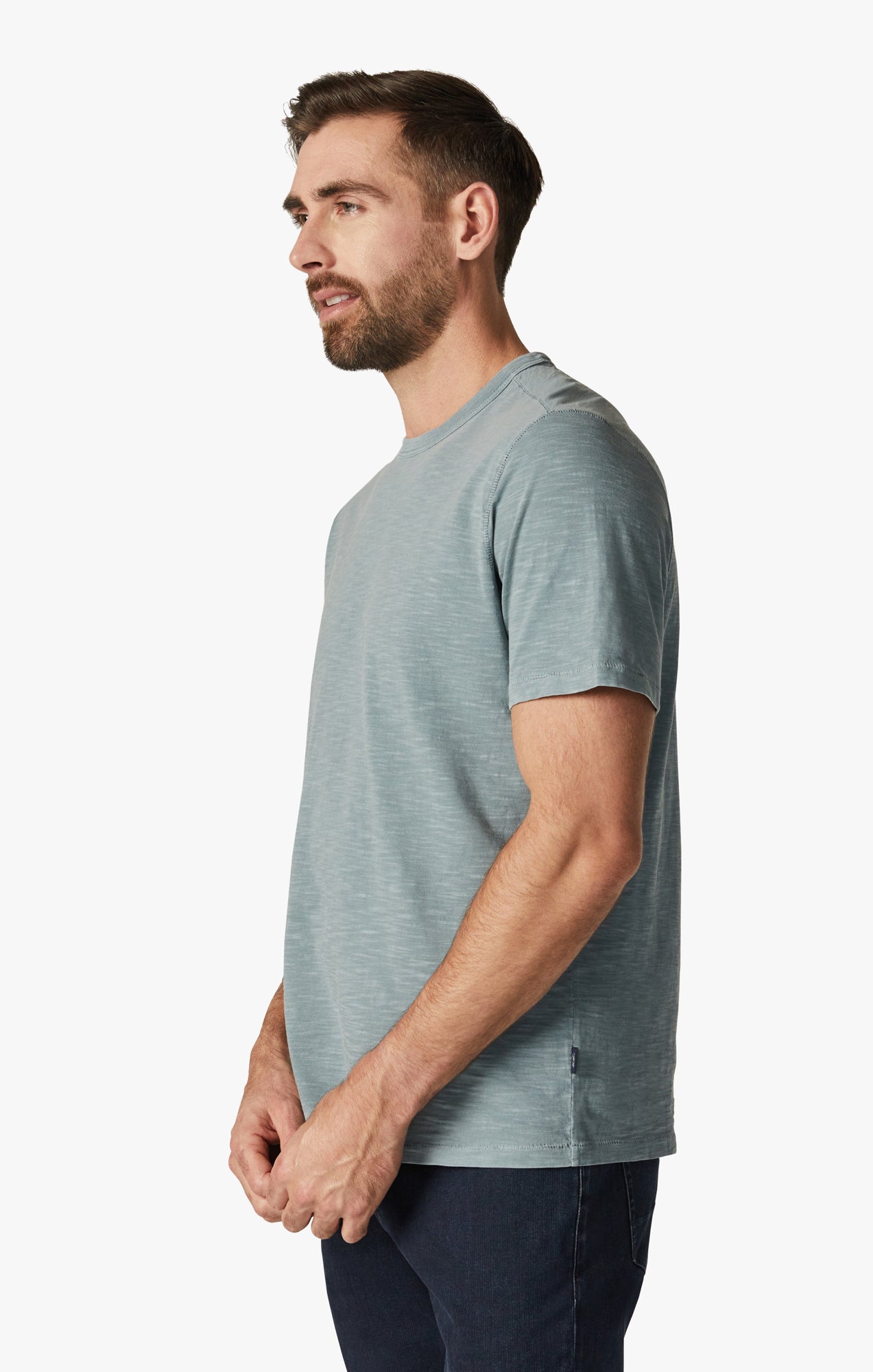 Slub Crew Neck T-Shirt in Citadel Image 2