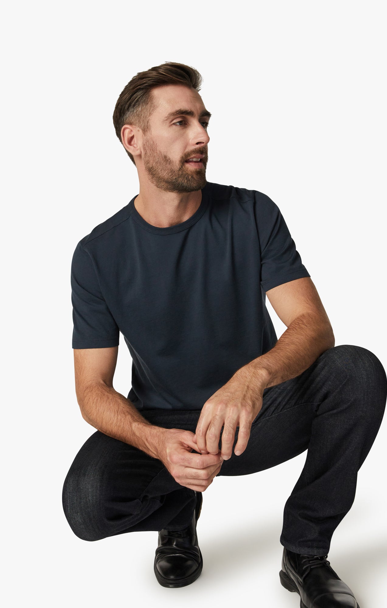 Basic Crew Neck T-Shirt in Blue Berry Image 7