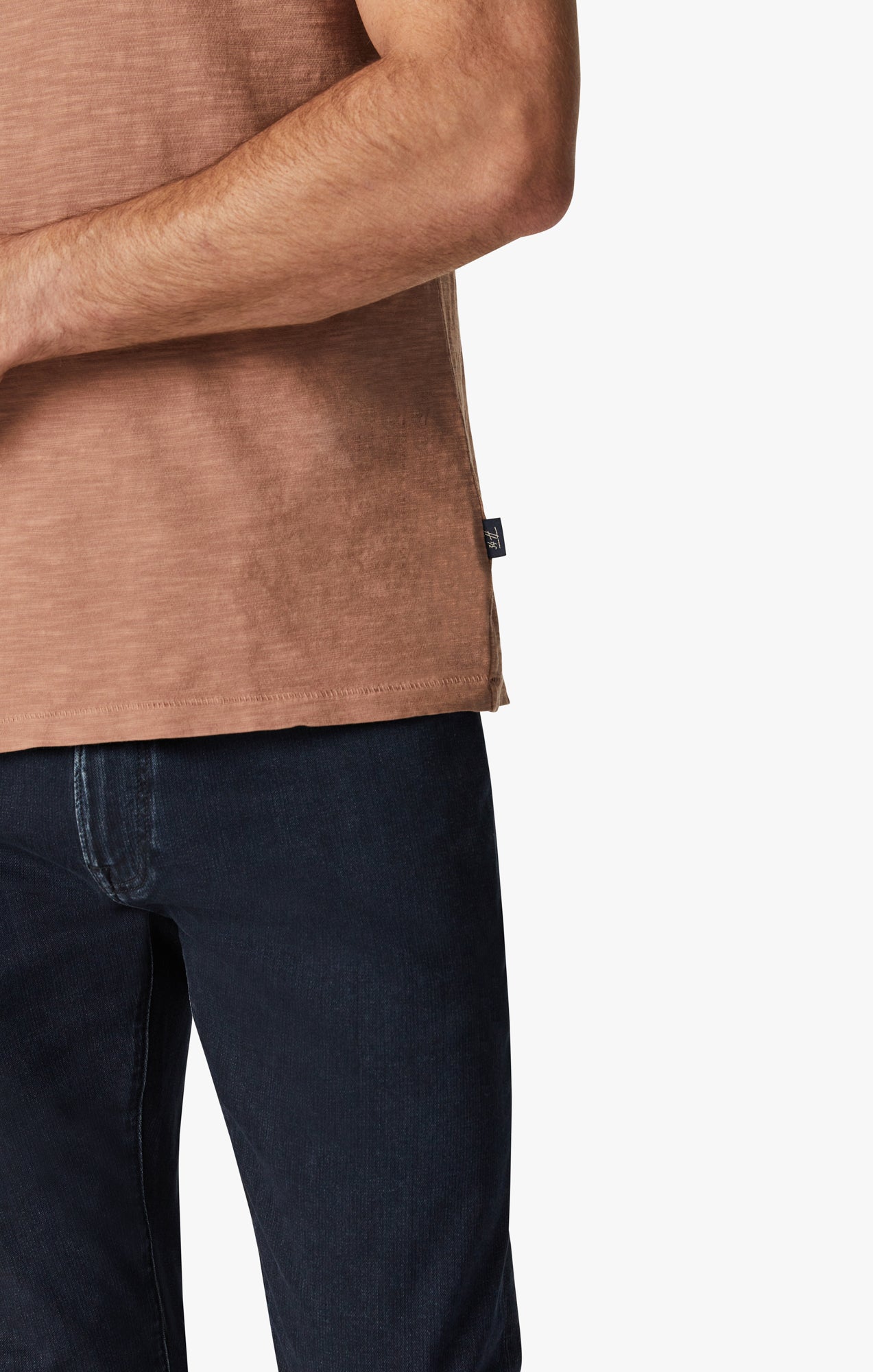 Slub Crew Neck T-Shirt in Argan Oil Image 6