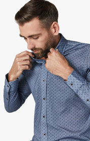 Leaf Design Shirt in Indigo Melange