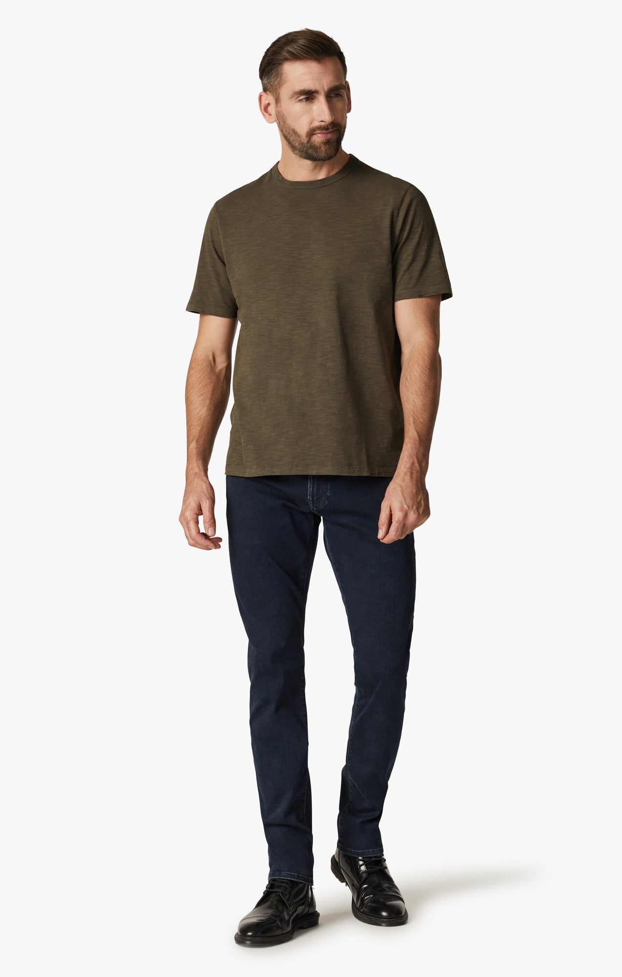 Slub Crew Neck T-Shirt in Wren Image 4