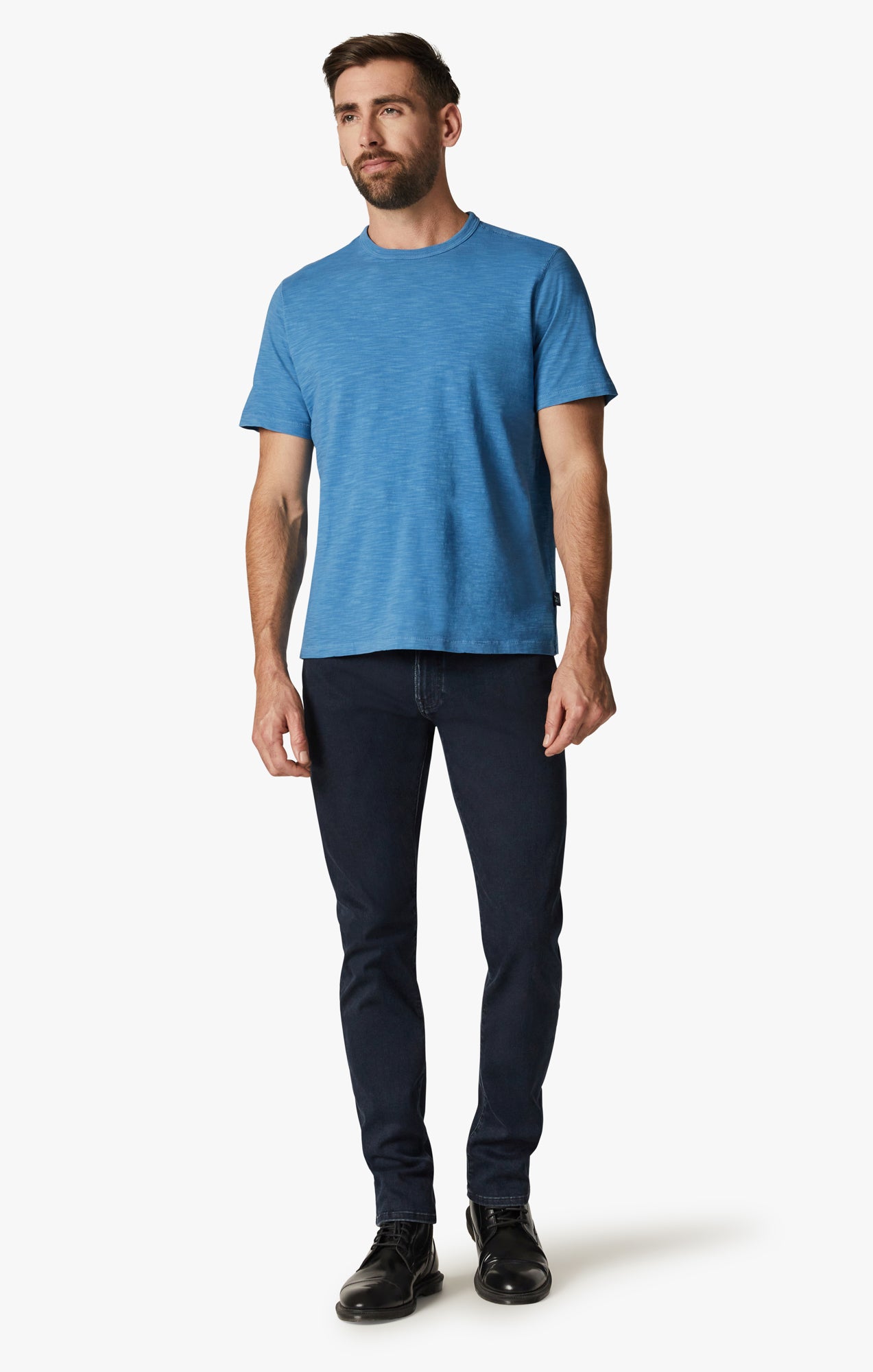 Slub Crew Neck T-Shirt in Vallarta Blue Image 4