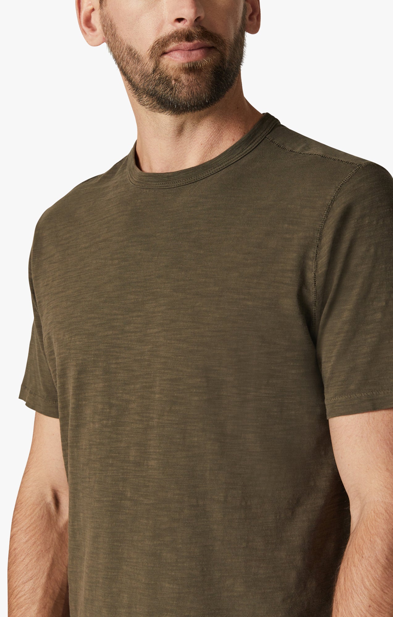 Slub Crew Neck T-Shirt in Wren Image 6