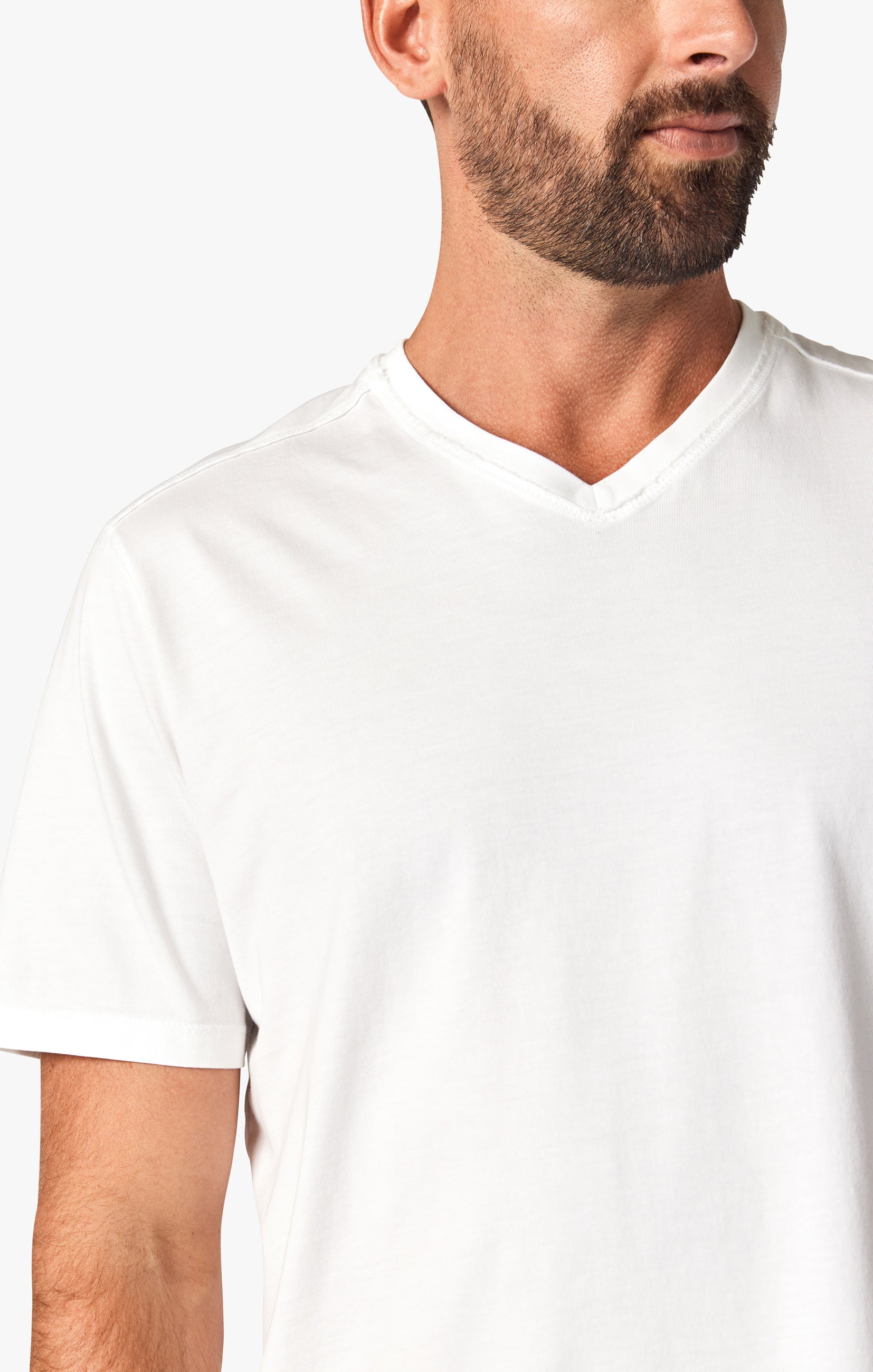 Deconstructed V-Neck T-Shirt in White Image 3