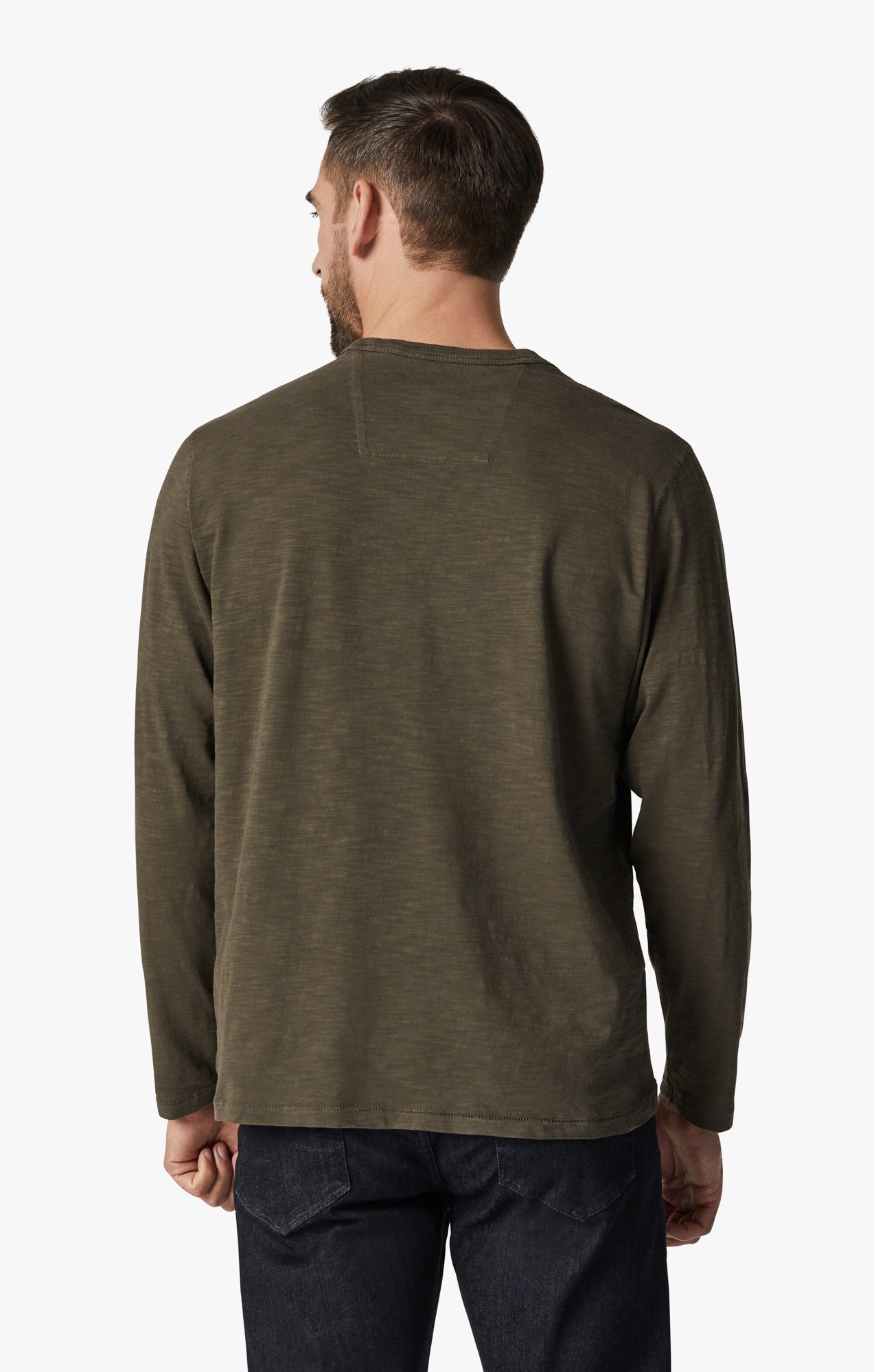 Slub Crew Neck Long Sleeve T-Shirt in Wren