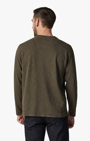 Slub Crew Neck Long Sleeve T-Shirt in Wren