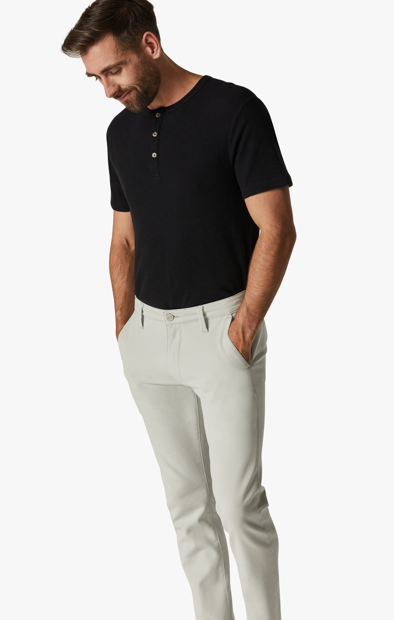 Verona Slim Leg Chino Pants In Stone High-Flyer