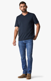 Deconstructed V-Neck T-Shirt in Dark Navy