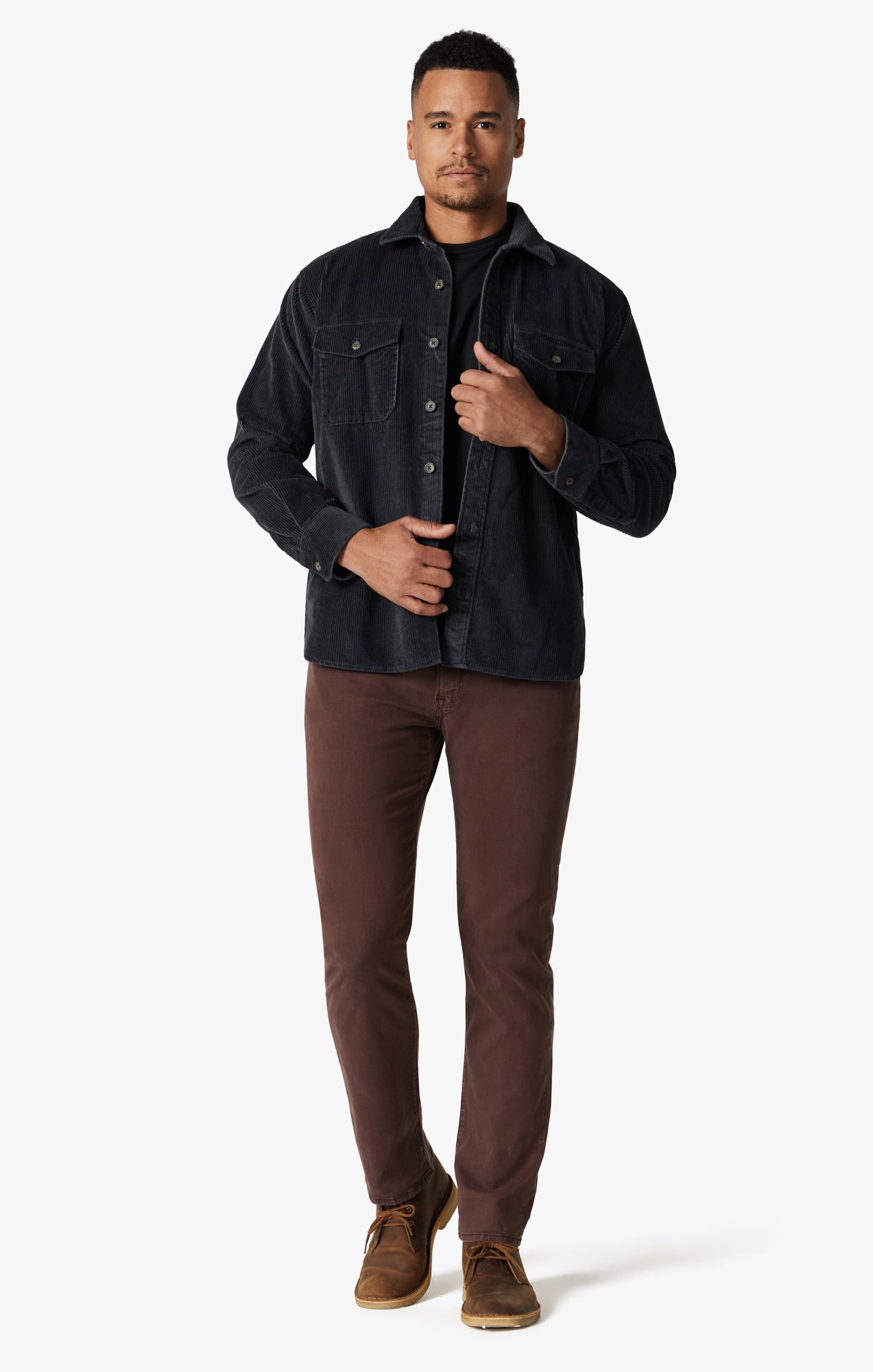 Corduroy Overshirt In Charcoal