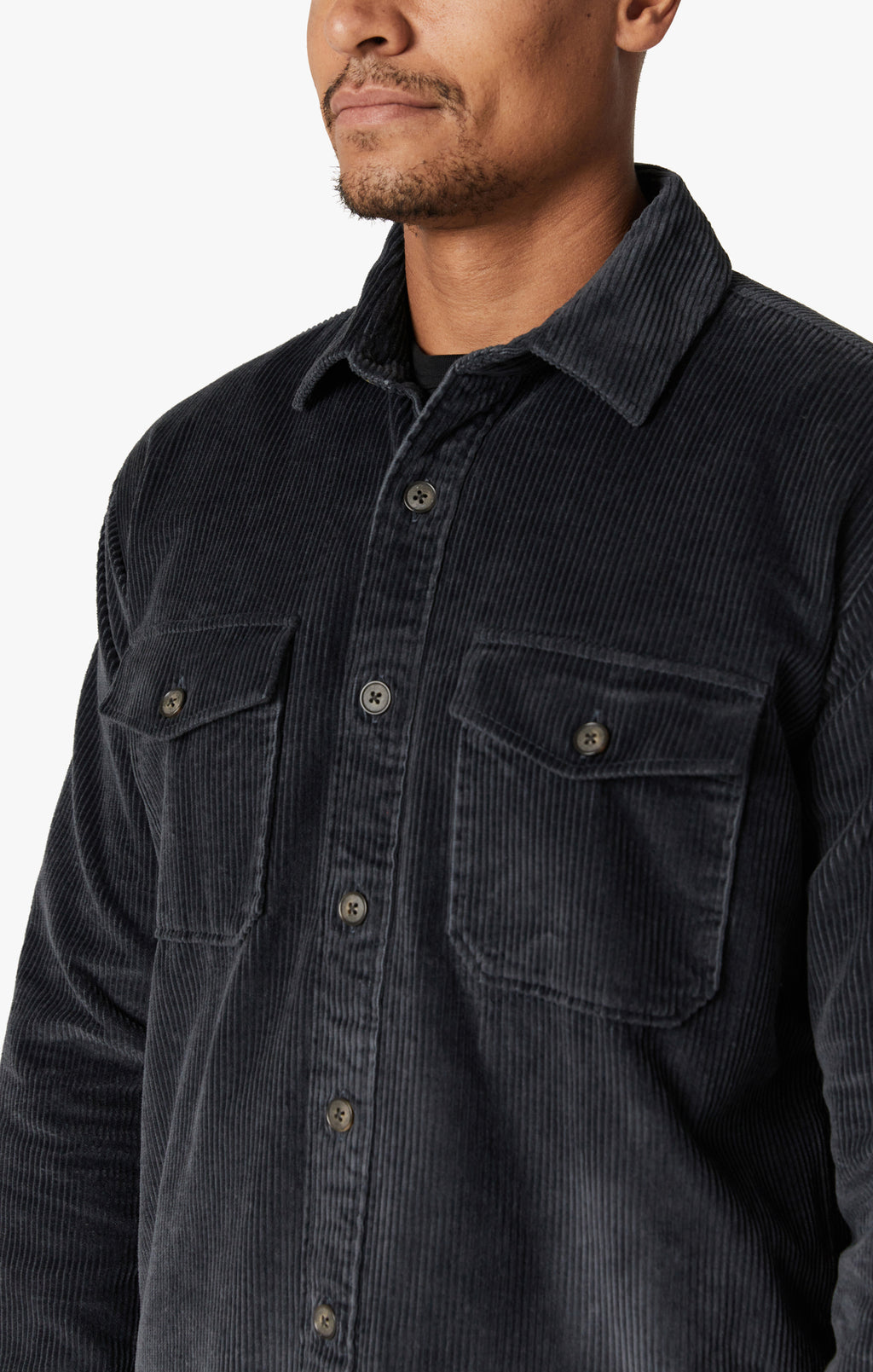 Corduroy Overshirt In Iron Gate