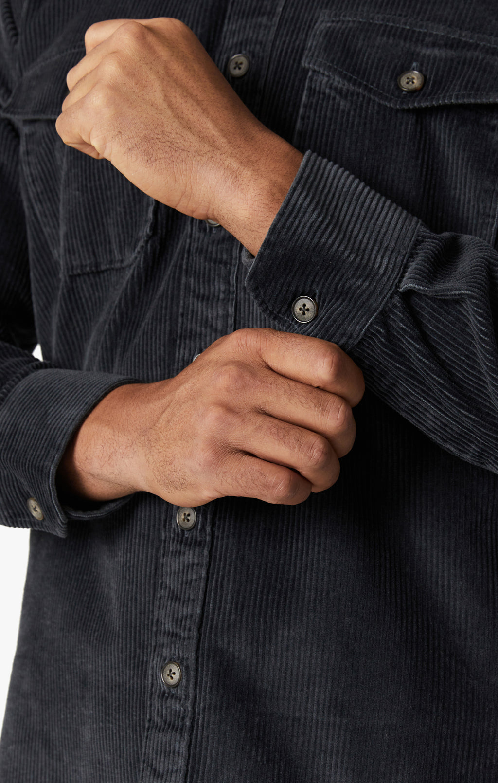 Corduroy Overshirt In Iron Gate