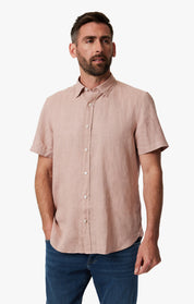 Linen Short Sleeve Shirt In Fawn