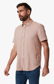 Linen Short Sleeve Shirt In Fawn