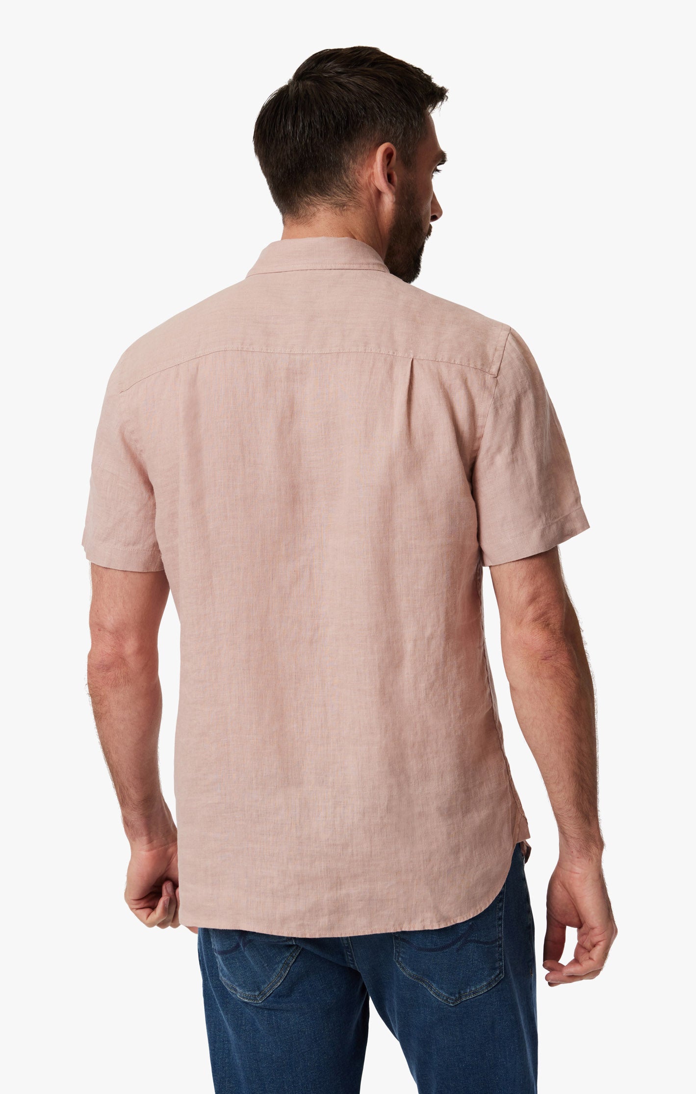 Linen Short Sleeve Shirt In Fawn