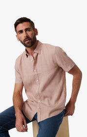 Linen Short Sleeve Shirt In Fawn