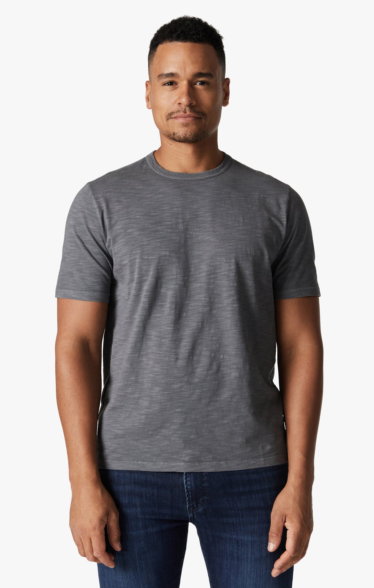 Slub Crew Neck T-Shirt In Winter Grey Image 1