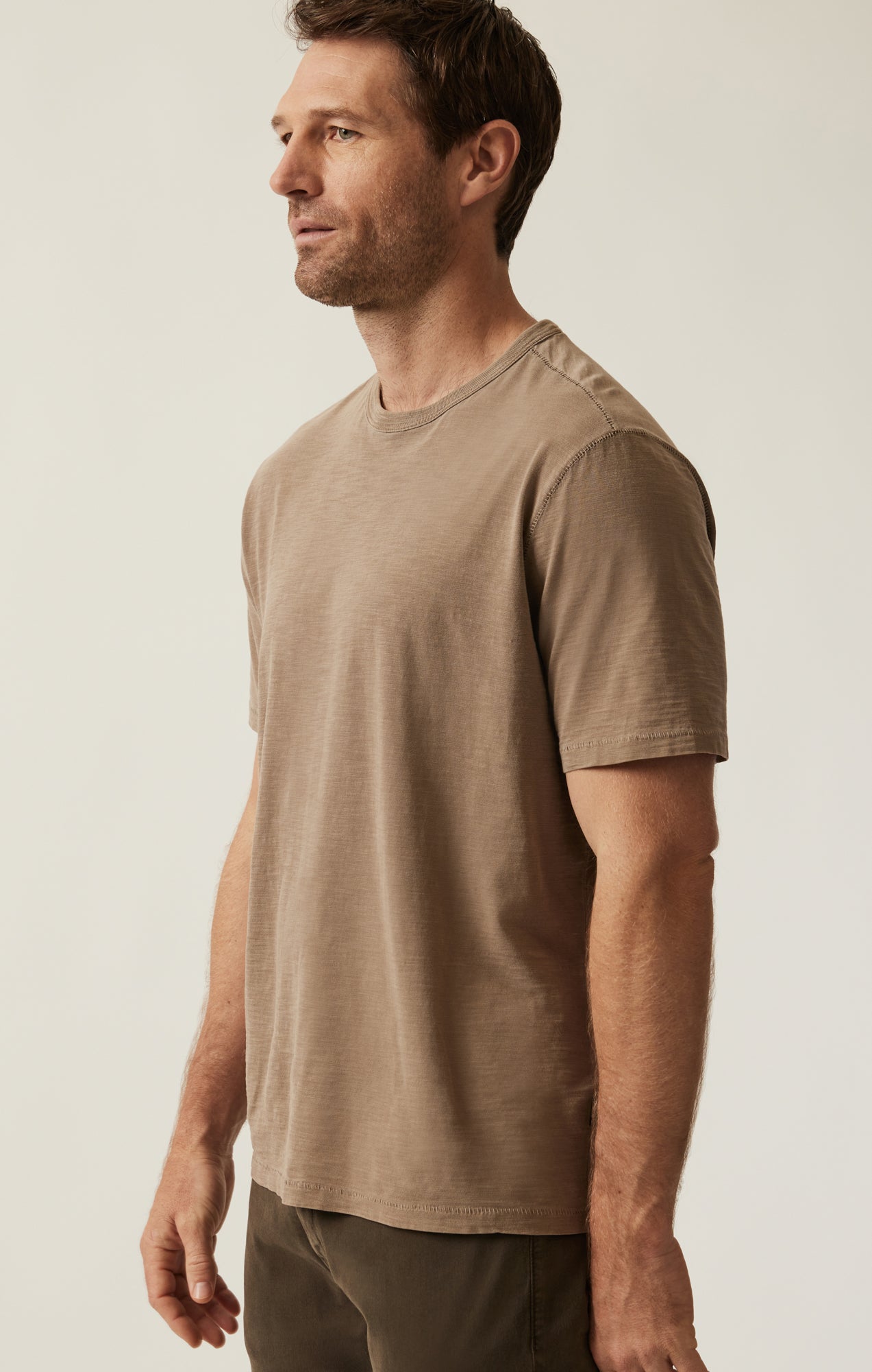 Slub Crew Neck T-Shirt in Shitake