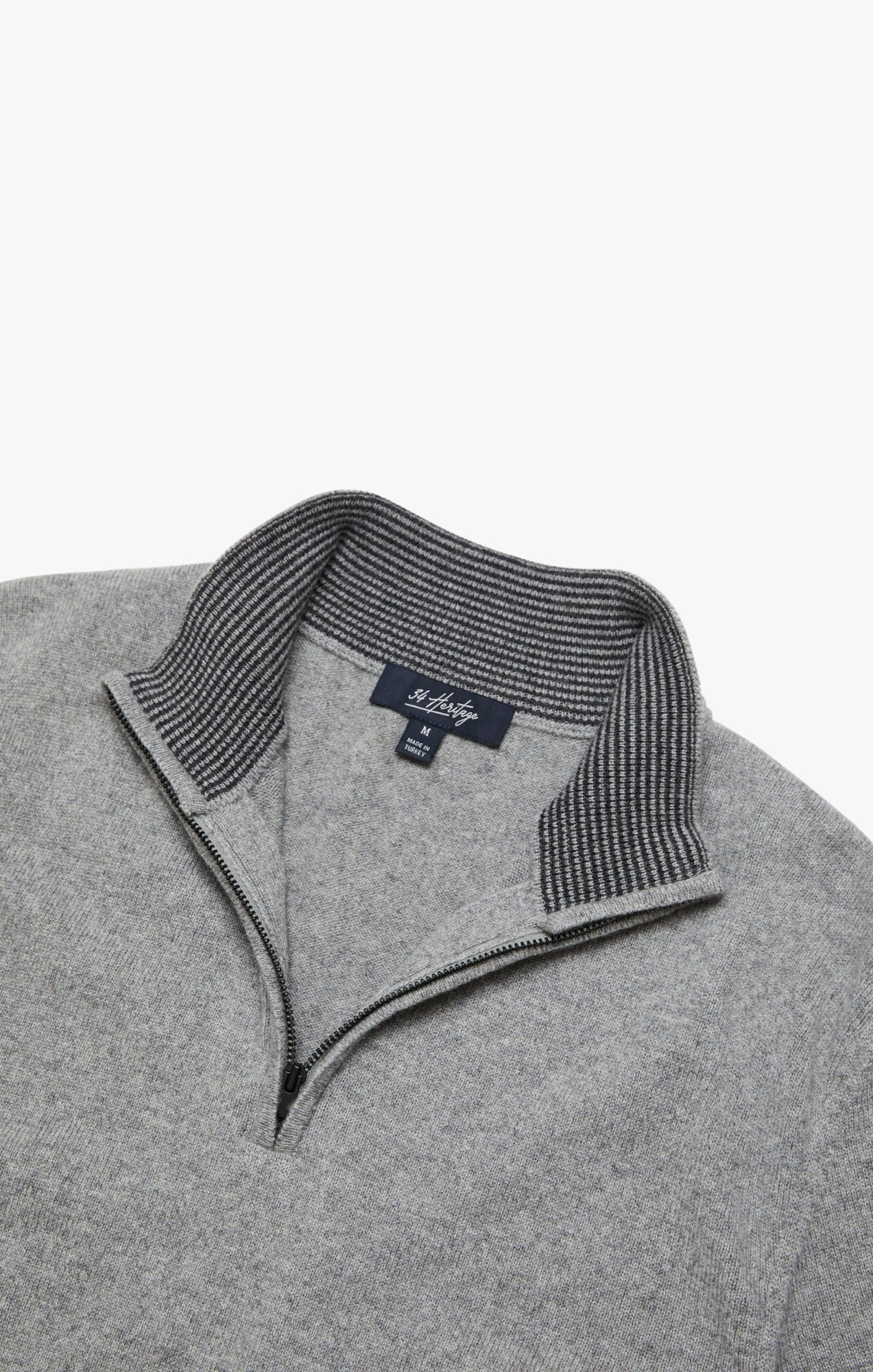 Cashmere Quarter Zip Sweater In Grey Melange Image 10