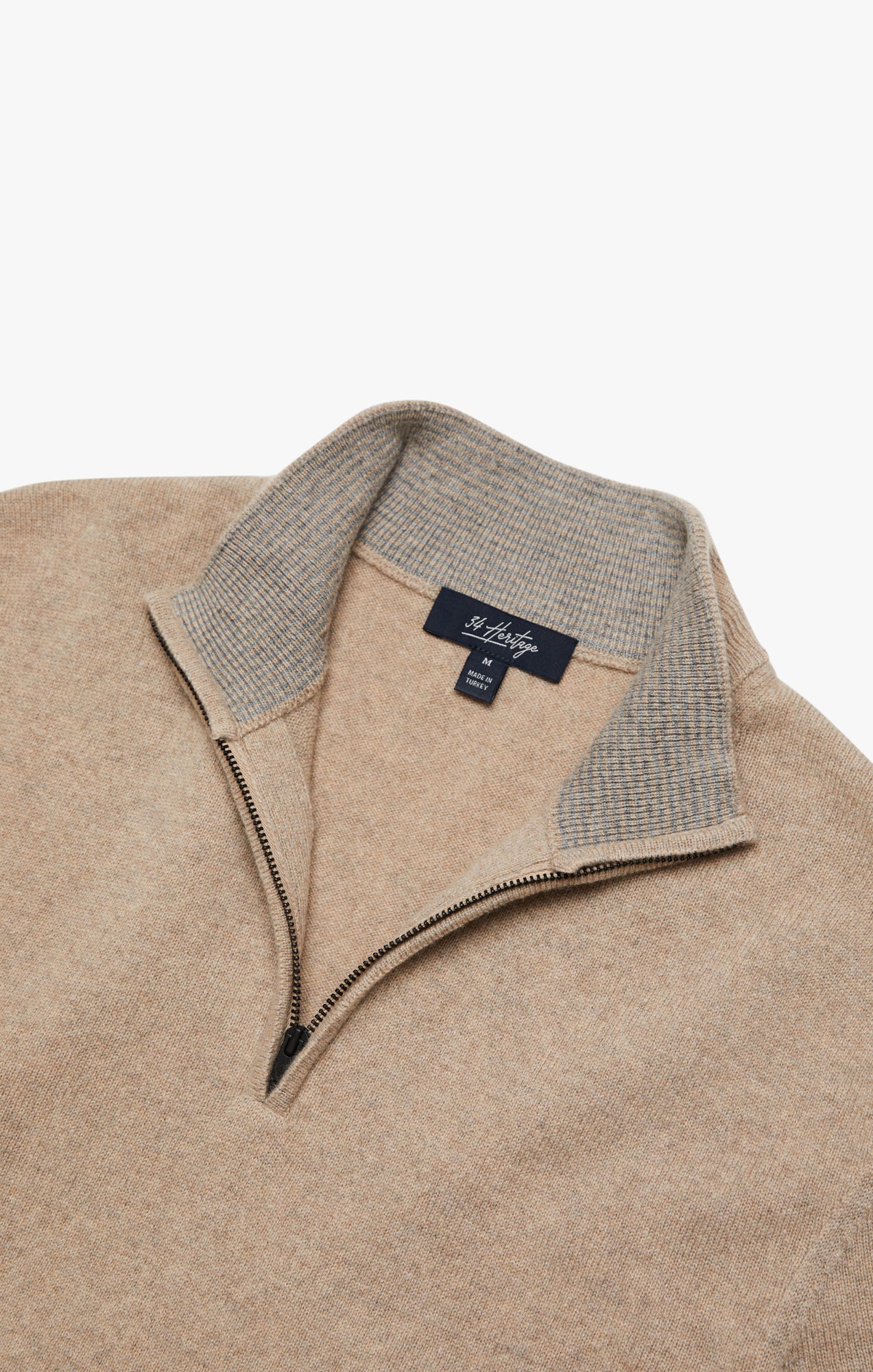 Cashmere Quarter Zip Sweater In Beige Image 10