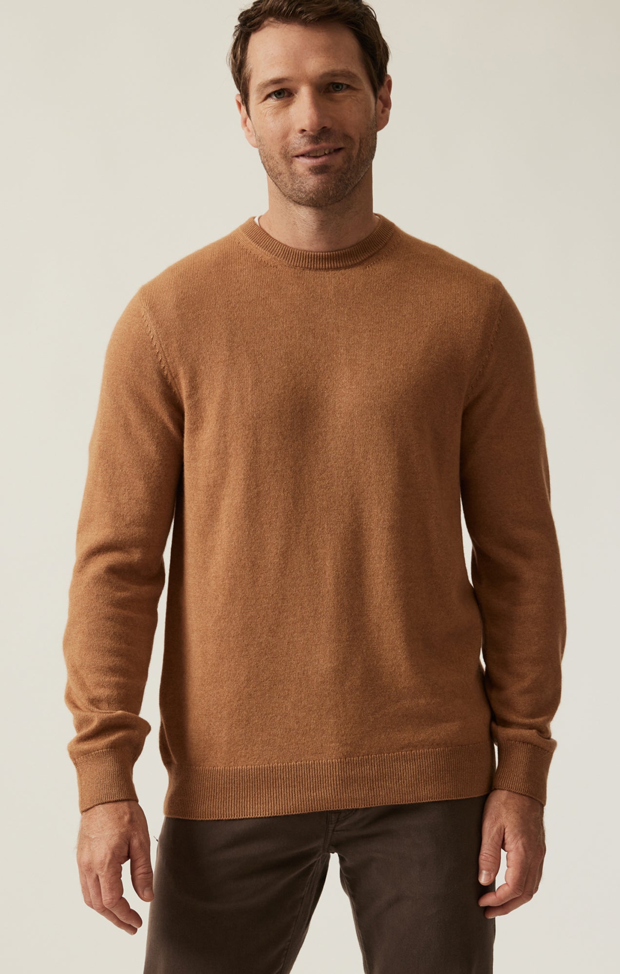 Cashmere Crew Neck Sweater In Tobacco