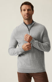 Cashmere Quarter Zip Sweater In Grey Melange