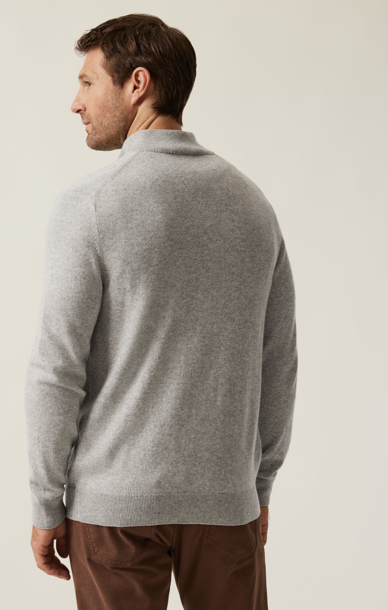 Cashmere Quarter Zip Sweater In Grey Melange