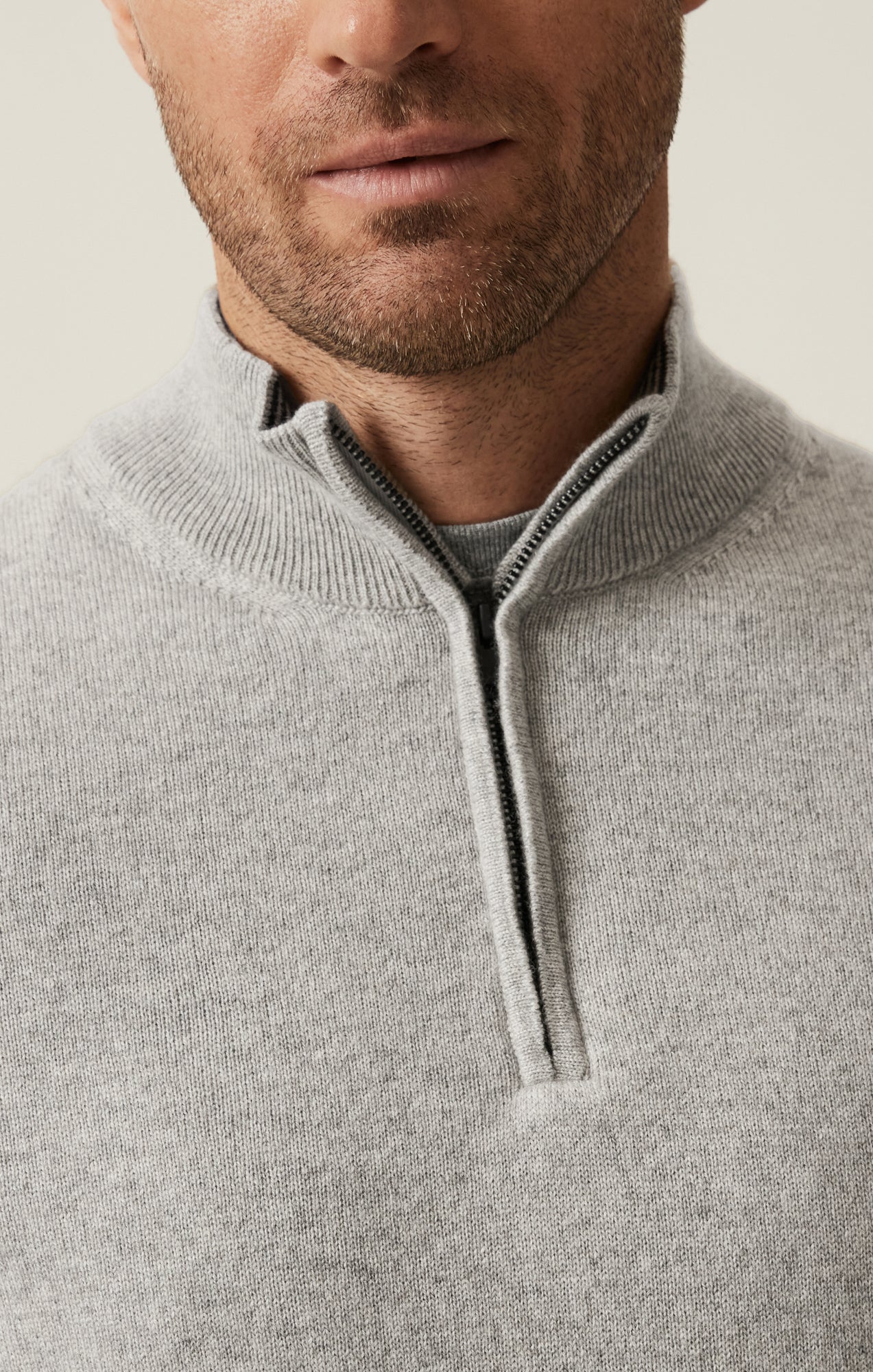 Cashmere Quarter Zip Sweater In Grey Melange