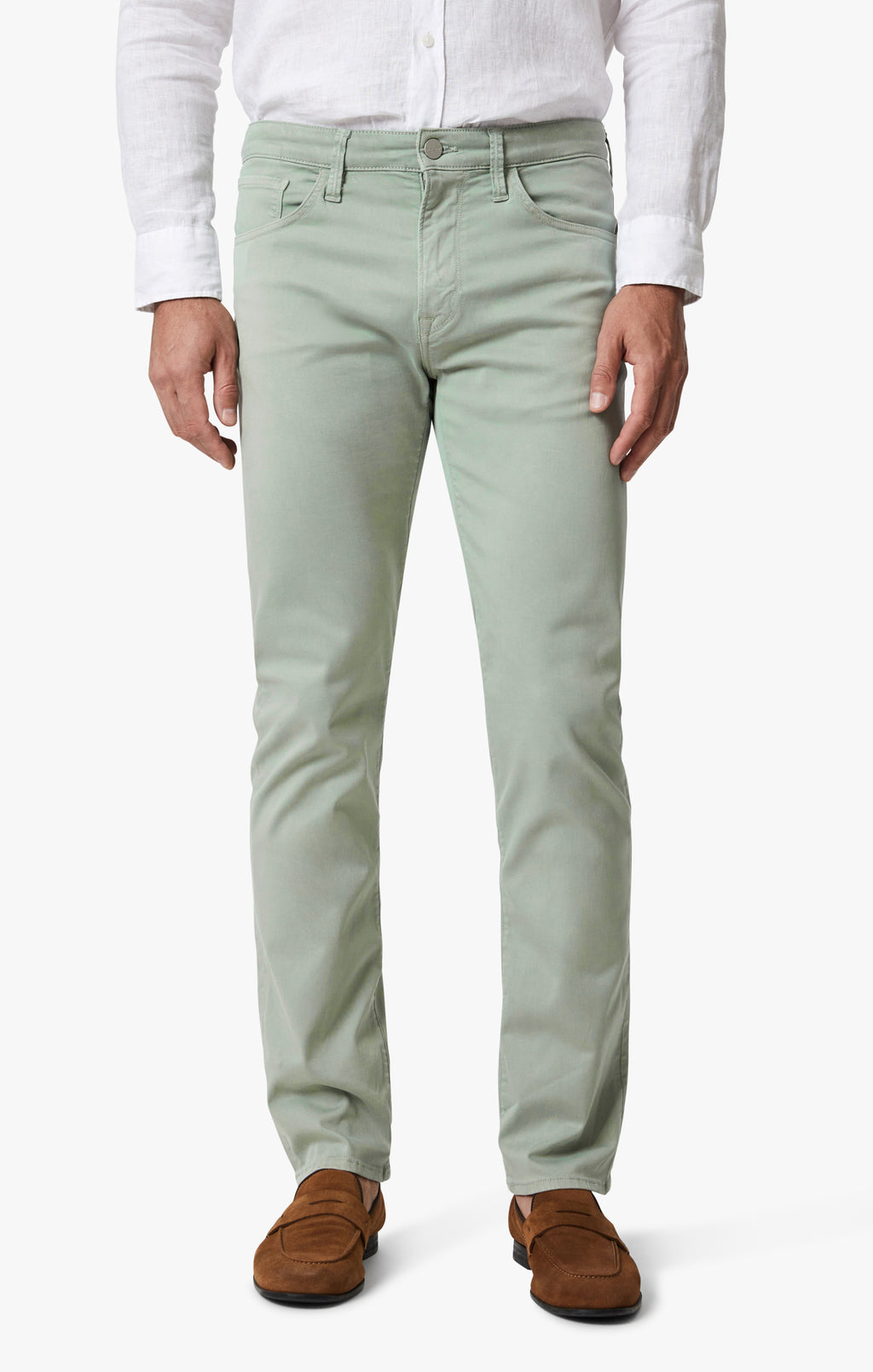 Courage Straight Leg Pants In Iceberg Green Twill
