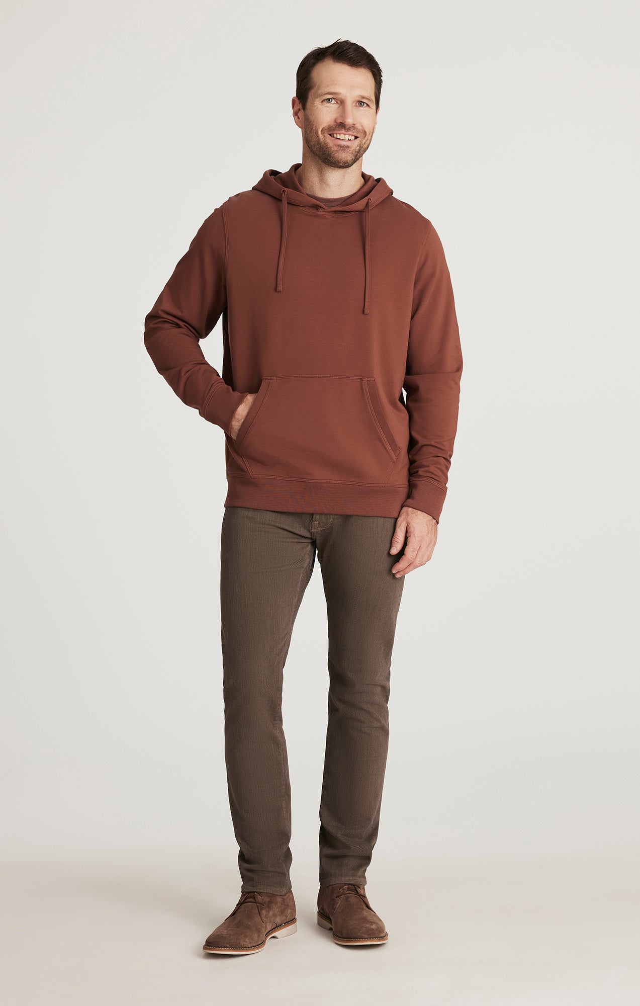 Cool Tapered Leg Pants in Coffee Diagonal