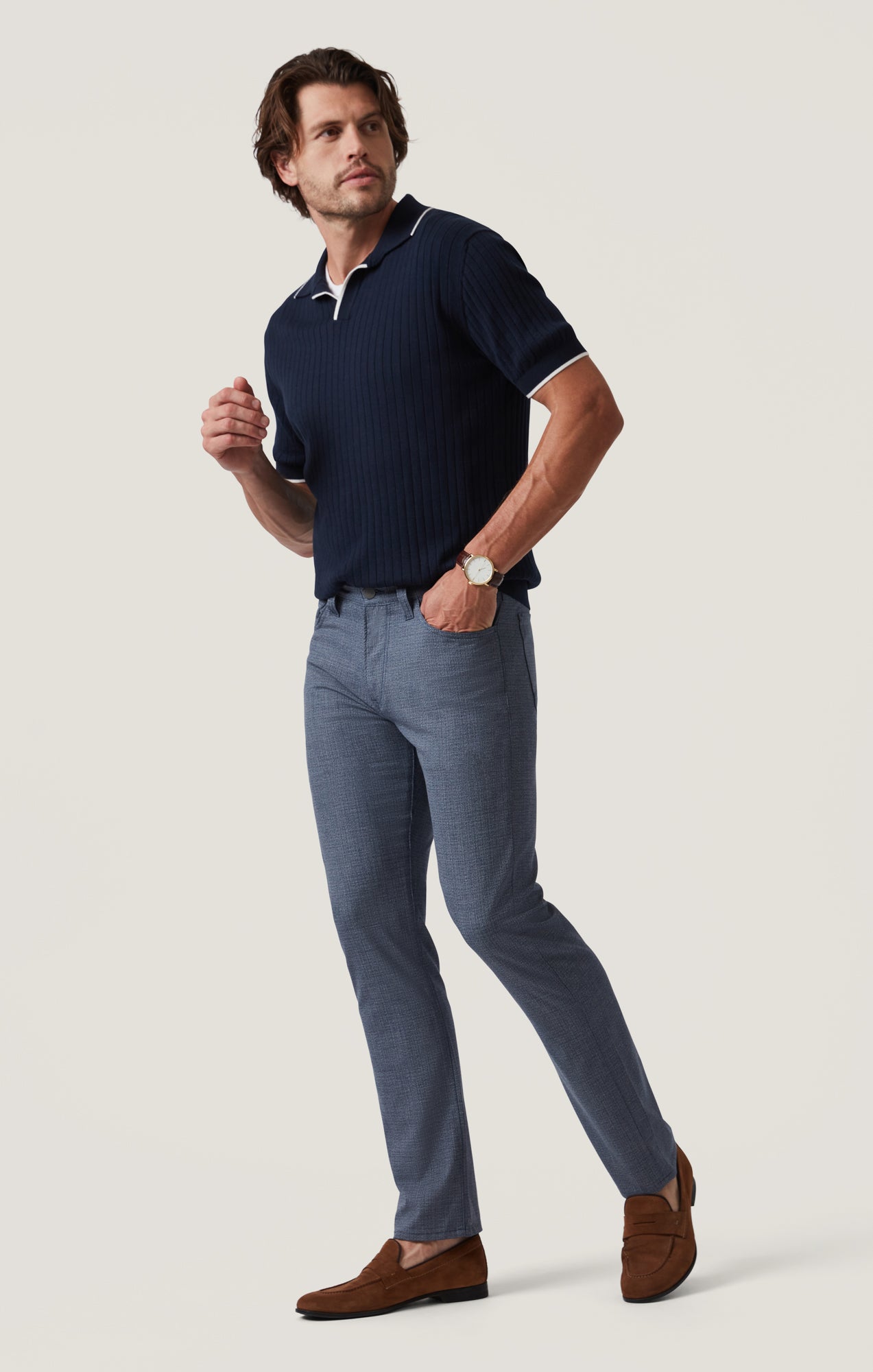 Courage Straight Leg Pants in Navy Fancy