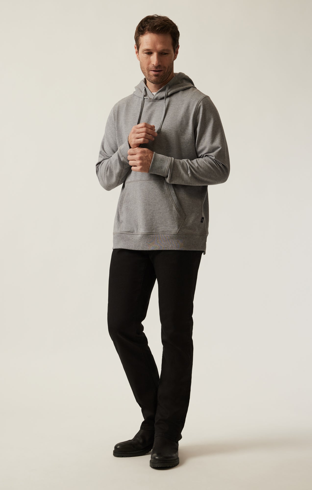 French Terry Hoodie In Grey Melange