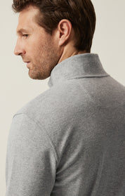 High Neck Zip-Up Sweatshirt In Grey Melange