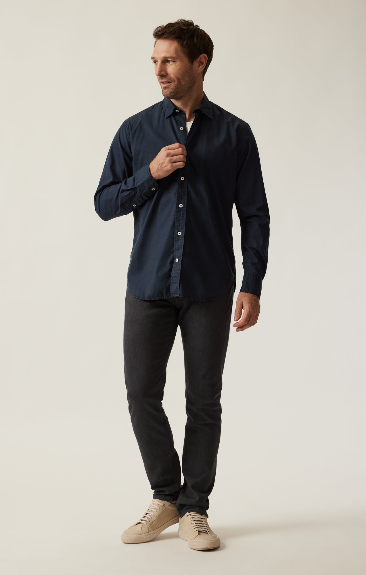 Luxe Twill Shirt In Dress Blues