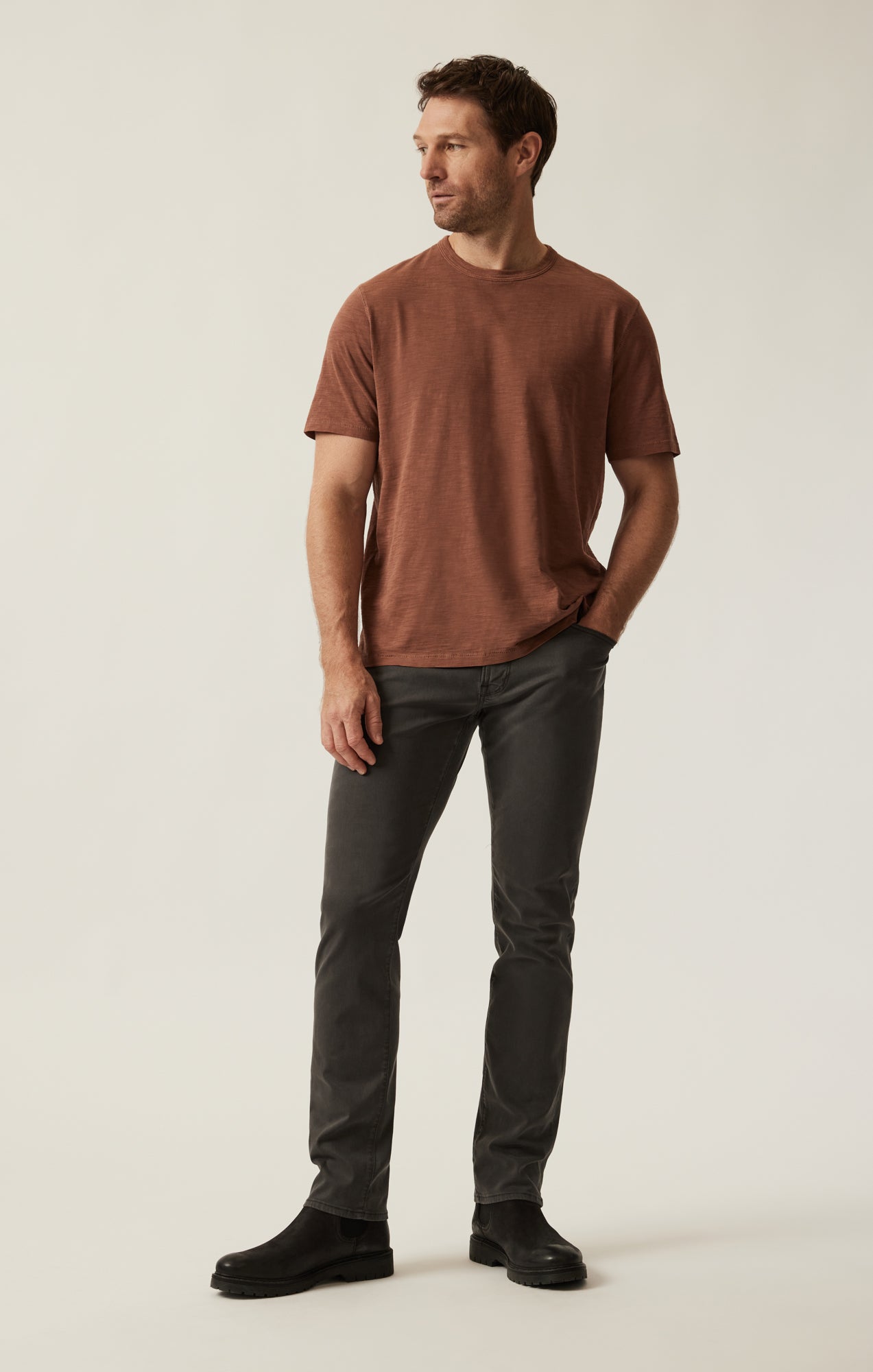 Slub Crew Neck T-Shirt in Cinnamon