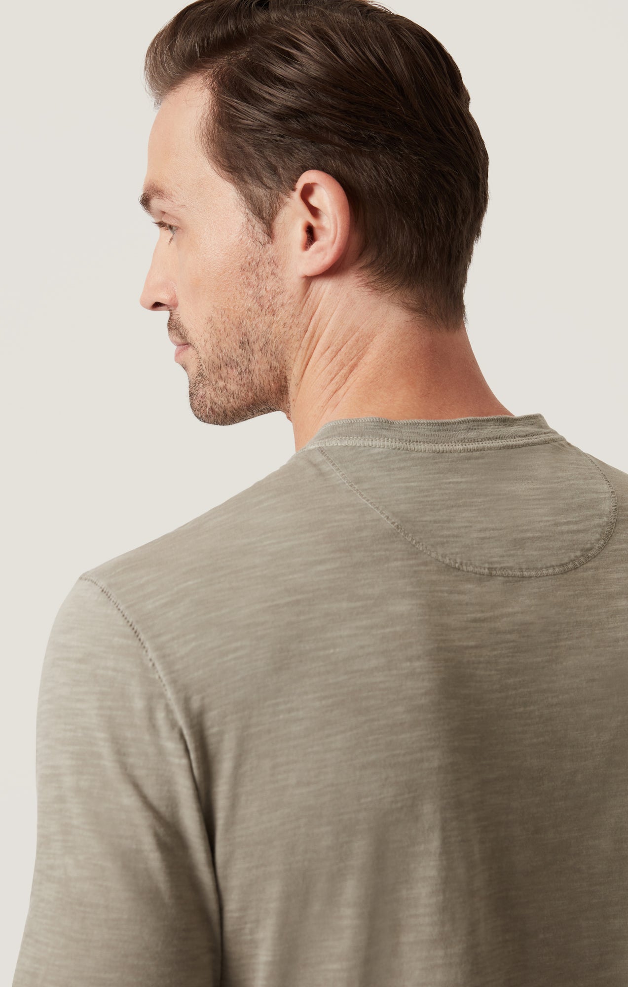 Slub Henley T-Shirt in Pastel Olive